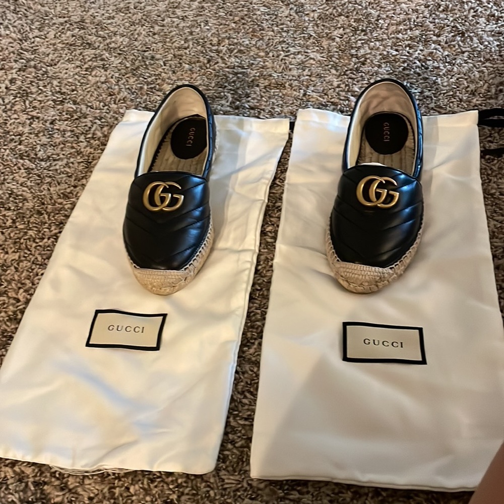 Gucci Espadrilles size 36.5 black with gold double GG - Picture 10 of 10
